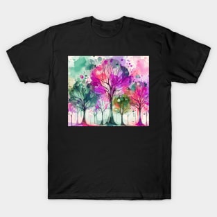 Colorful Pink Pastel Abstract Trees T-Shirt